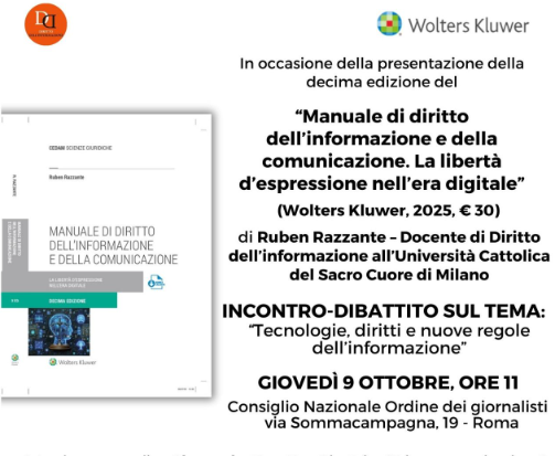 Presentazione “Manuale di diritto dell'informazione e della comunicazione"